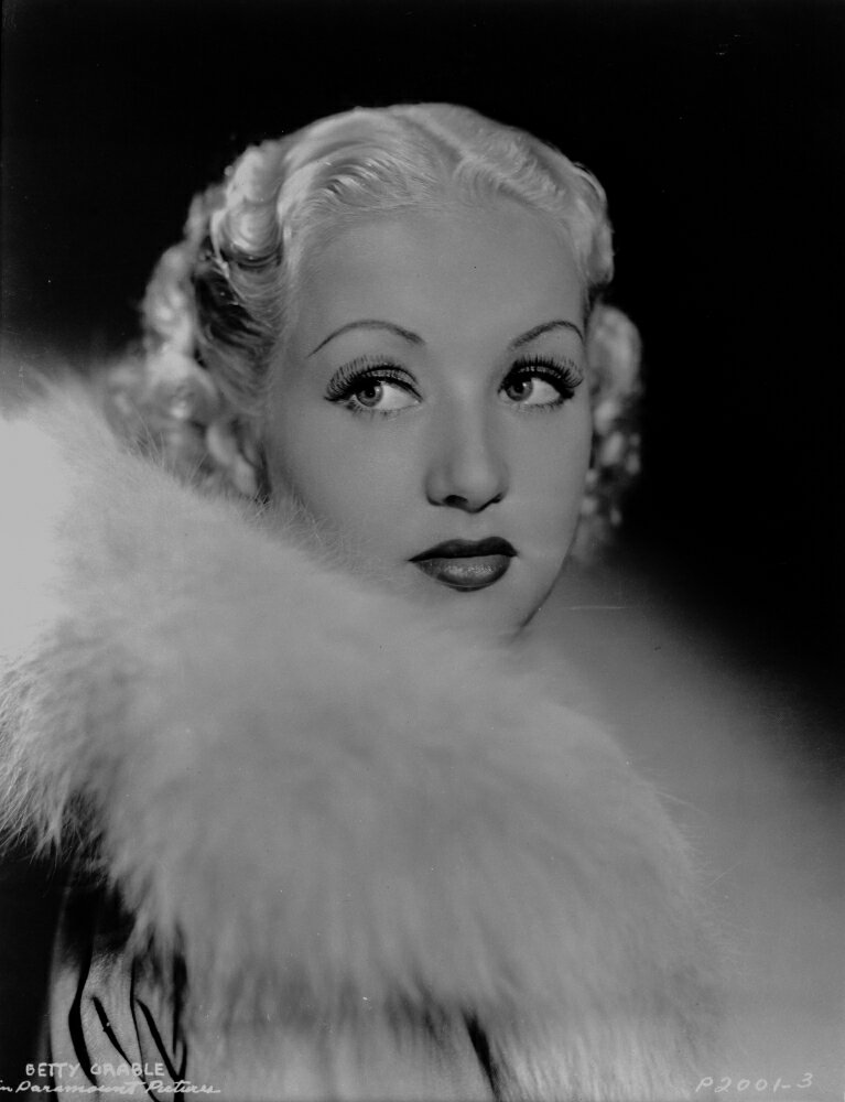 Posterazzi: Betty Grable Portrait Looking to the Right in Fur Pelt Boa ...