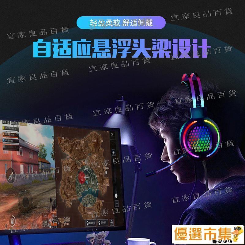 【宜家良品百貨】現貨 頭戴耳機 吃雞電競遊戲耳機頭戴式舒適耳機帶麥聽聲辯位臺式手機有線耳機