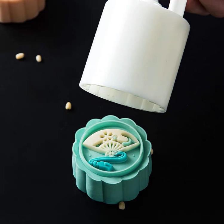 手壓式月餅模具模壓花模型工具綠豆糕磨具烘焙櫻花冰皮糕點壓【聚寶屋】