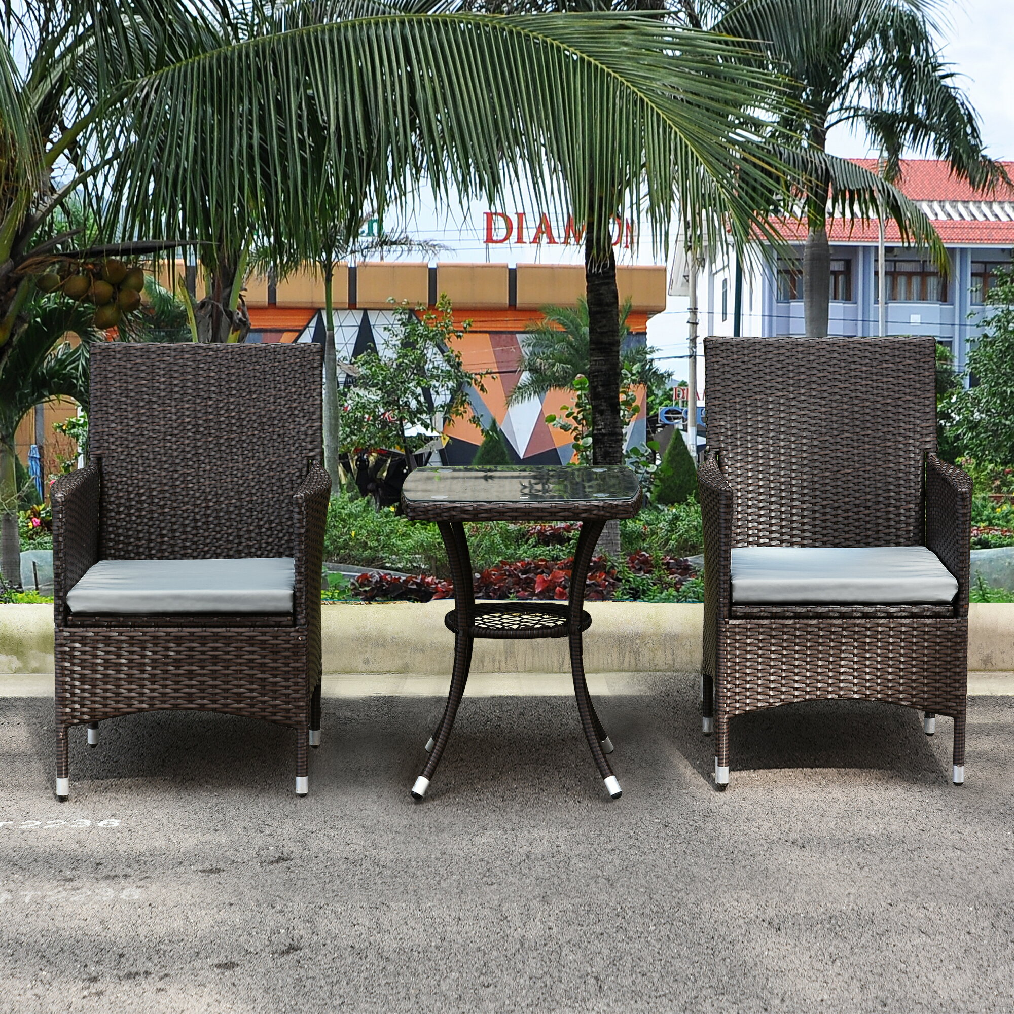 Mcombo Mcombo 3 Pieces Patio Furniture Set Outdoor Wicker Rattan