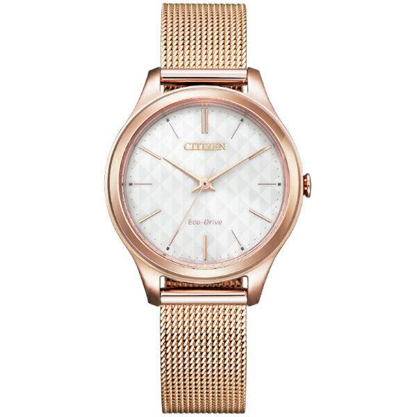 CITIZEN 星辰錶 EM0508-80A 光動能天鵝菱格紋米蘭帶腕錶 / 玫瑰金+白 32mm｜樂天全館特惠中★指定刷卡回饋10%