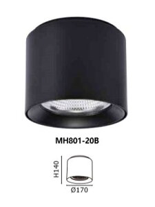 MARCH LED 20W 筒燈 中型 黑色 直徑17x14cm 吸頂筒燈 明裝筒燈 MH801-20B 好商量~