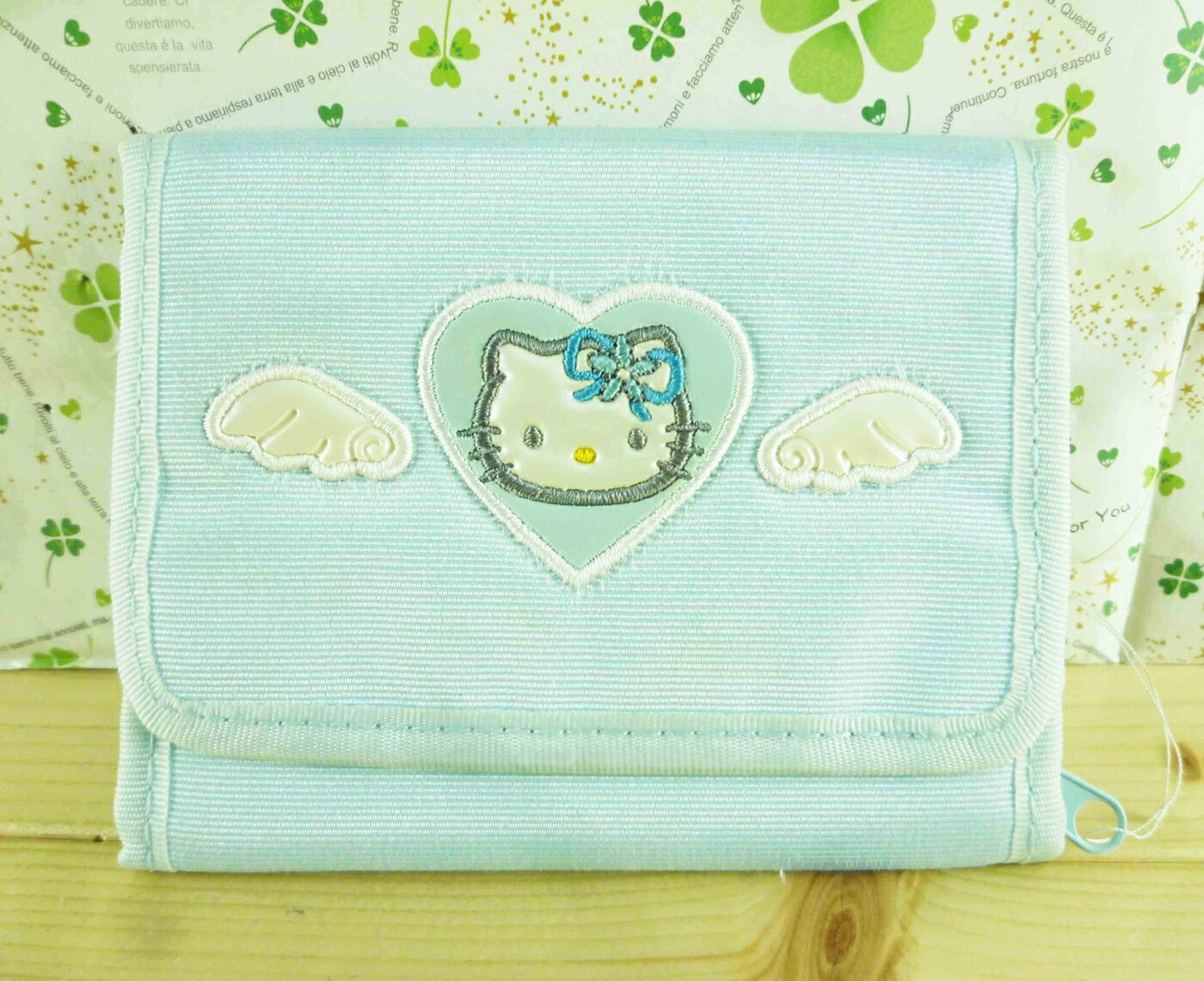 【震撼精品百貨】Hello Kitty 凱蒂貓-凱蒂貓皮夾/短夾-藍條紋 震撼日式精品百貨