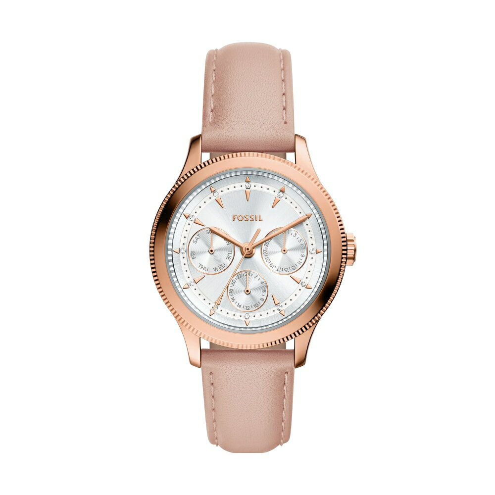 送禮首選★FOSSIL Brynn 粉色皮革玫瑰金三眼手表 BQW8021  附提袋