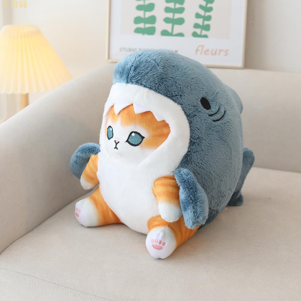 品質可愛鯊魚貓咪毛絨玩具公仔掛件日系人氣卡通鯊貓玩偶掛飾抱枕禮物創意搞怪