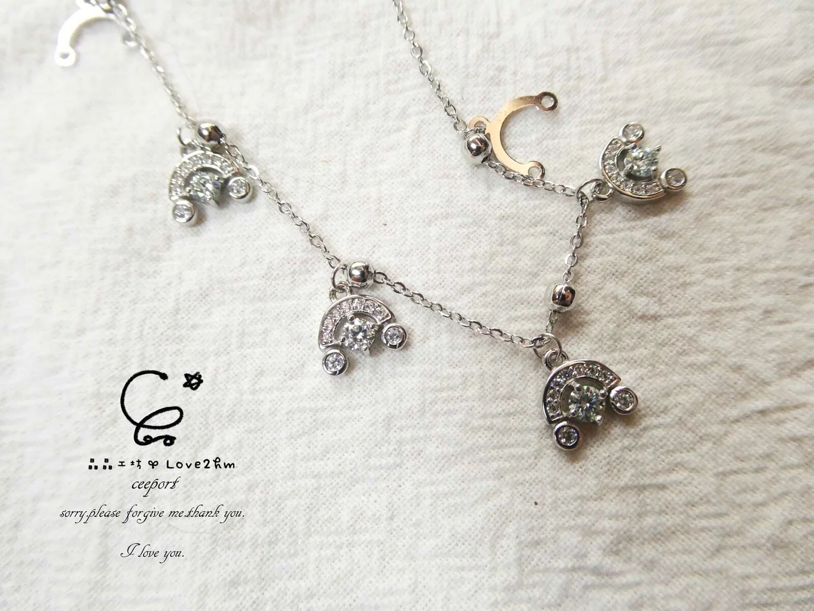 莫桑鑽腳鍊 莫桑鑽 純銀腳鍊 925純銀 晶晶工坊-love2 7289