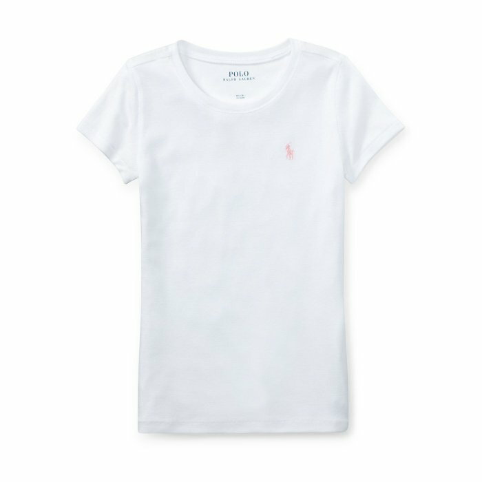 美國百分百【Ralph Lauren】圓領 T恤 RL 短袖 T-shirt Polo 素面 小馬 白色 女 I397