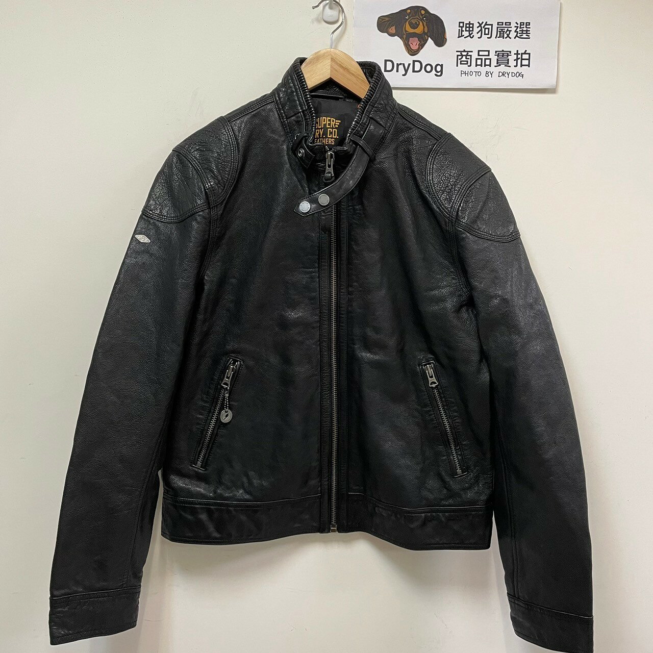 跩狗嚴選 極度乾燥 Superdry Racer 皮衣 黑色 騎士 機車 真皮 外套 皮夾克 山羊皮 Cafe 龜甲