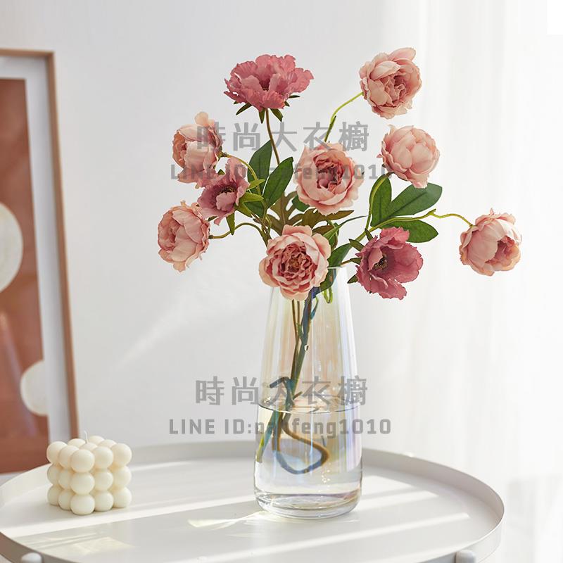 北歐創意簡約玻璃花瓶水養透明客廳插花瓶乾花裝飾擺件【時尚大衣櫥】