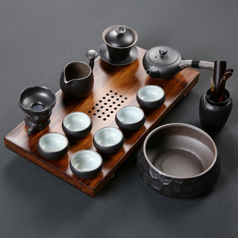 功夫茶具套裝茶盤家用簡約復古禪意客廳辦公日式茶壺茶杯陶瓷蓋碗