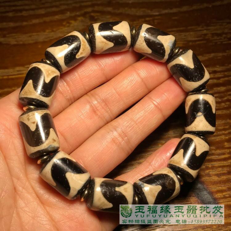 西藏天珠虎牙三眼天珠手串真品至純瑪瑙玉髓包漿油潤風化清晰| 協貿國際