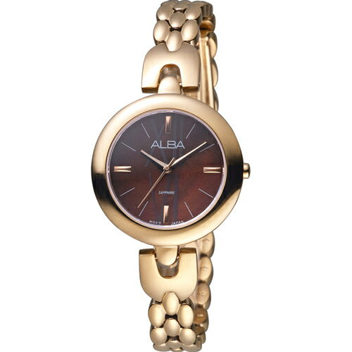 ALBA 雅柏錶 璀璨時尚手鍊女錶 VJ21-X092K(AH8342X1)-29mm-咖啡面鋼帶【刷卡回饋 分期0利率】【APP下單22%點數回饋】