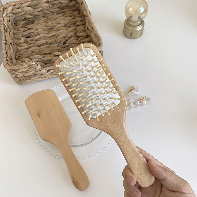 原木梳子女舒適氣墊氣囊梳ins簡約便攜按摩梳防靜電家用宿舍 2