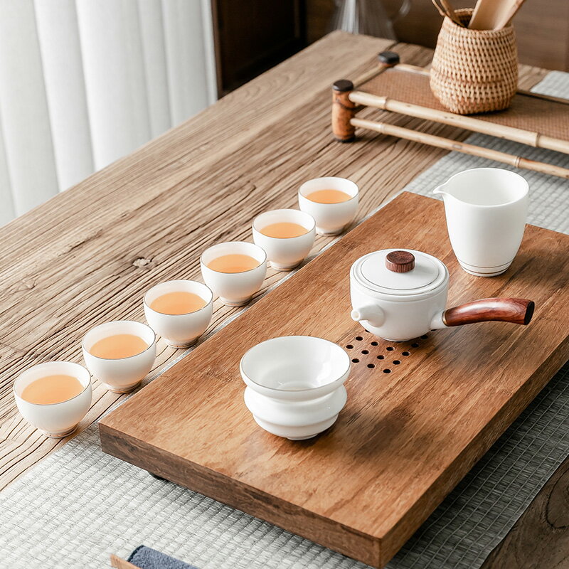白瓷茶具套裝家用陶瓷功夫茶具簡約泡茶壺蓋碗喝茶杯整套禮盒
