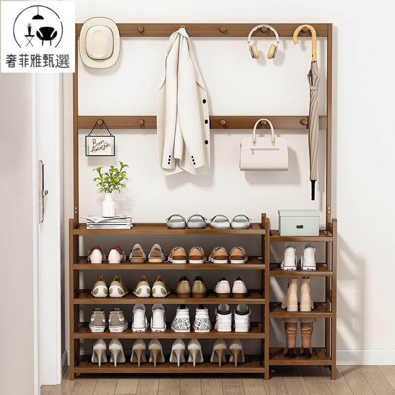 附發票 簡易鞋架衣帽架一體門口衣服收納架入戶門鞋架子入戶鞋櫃 掛衣一體