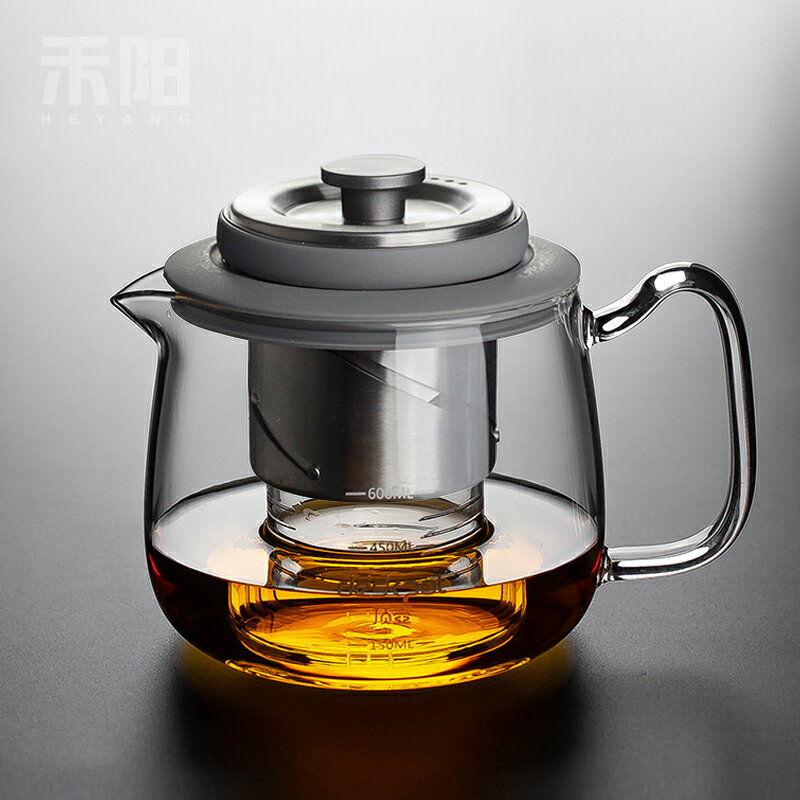禾陽 玻璃飄逸杯泡茶壺家用辦公大容量旋轉式茶水分離過濾煮茶壺