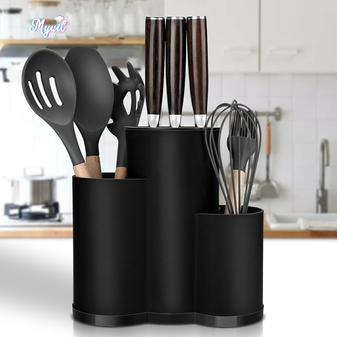 新款置物架刀座 家用廚具刀具餐具收納架 廚房一體收納刀架筒組合