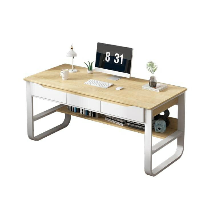 電腦台式一體書桌家用臥室學生寫字台簡易電競桌子現代簡約辦公桌