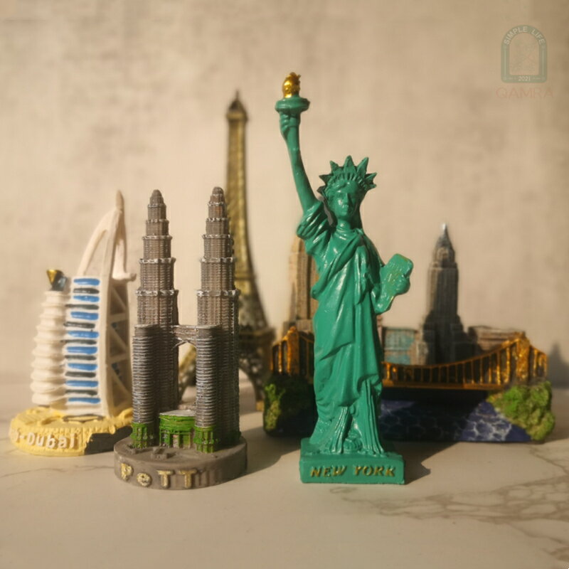 世界建筑名勝模型樹脂擺件自由女神像雙子埃菲爾鐵塔斗獸場兒童房