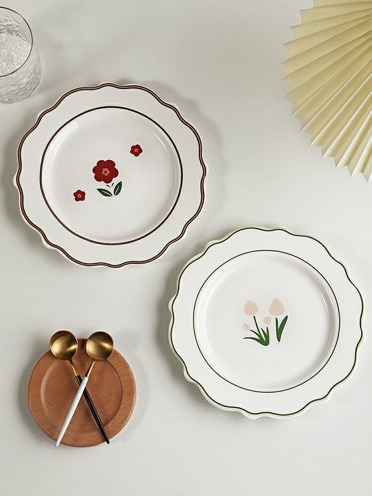 陶瓷盤子創意網紅早餐盤擺盤家用甜品餐具ins風小清新櫻桃西餐盤