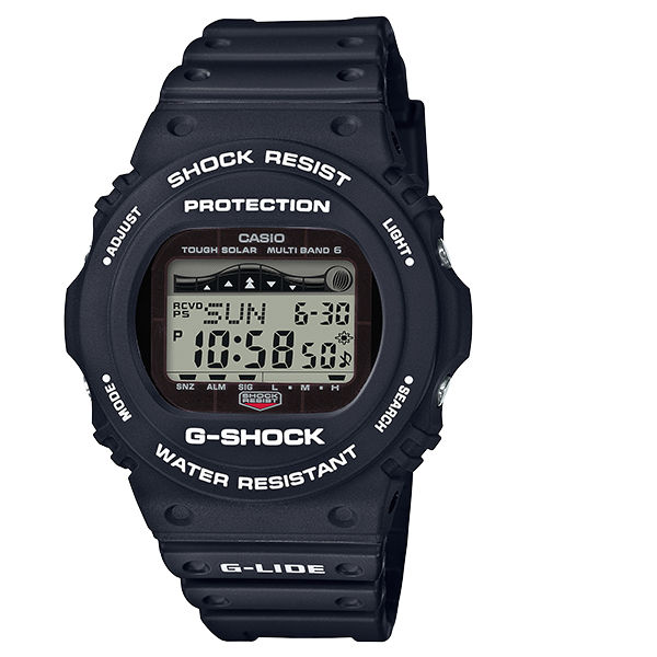 CASIO G-SHOCK GWX-5700CS-1 G-LIDE系列 經典復刻電波潮汐電子錶/黑