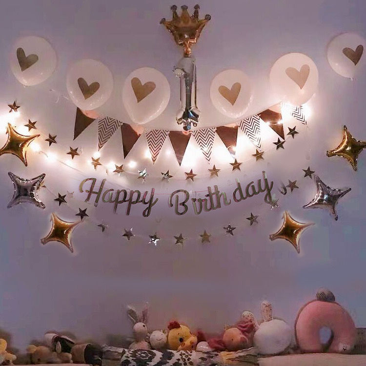 生日快樂派對寶寶女孩男生場景布置背景墻氣球兒童周歲裝飾品套餐