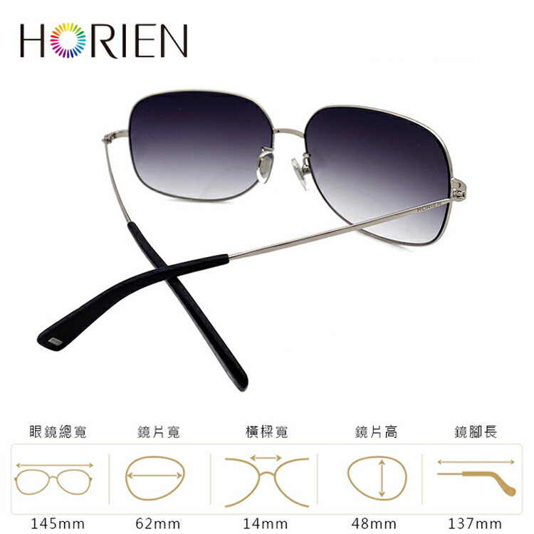 HORIEN海儷恩 細緻質感方框太陽眼鏡 抗UV400 (HN 21206 B01) 9