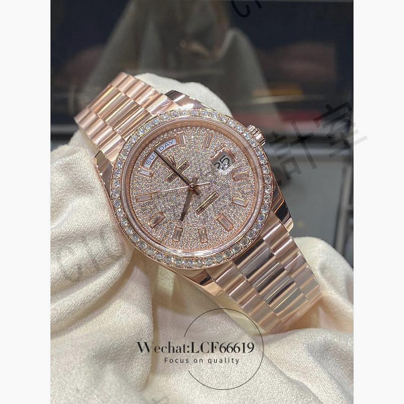 時尚典雅，金風格鑽石錶盤潮流男士手錶，雙日期男士豪華自動魅力機械手錶【亞德機械五金家居】 3