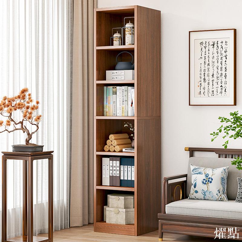 APP下單享點數9% 書架落地家用轉角客廳簡易置物架實木色書本收納架儲物靠墻小書柜