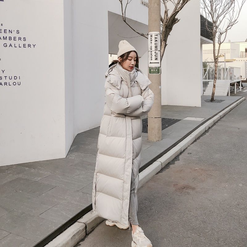 快速出貨/羽絨外套 長大衣 超長款羽絨服女新款過膝到腳踝爆款時尚加厚白鴨絨黑色冬外套