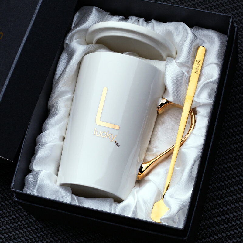 創意輕奢陶瓷水杯子北歐ins馬克杯帶蓋勺個性潮流咖啡杯男女家用