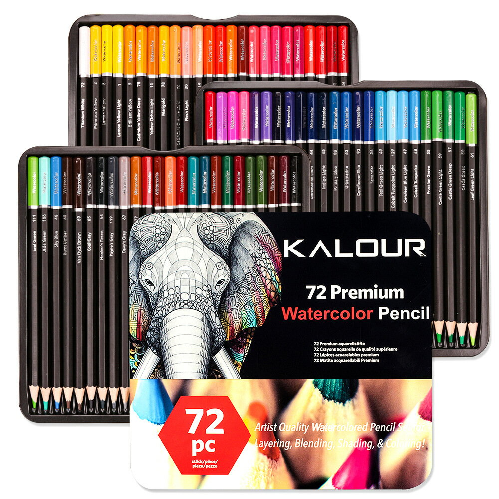 72支彩色鉛筆鐵盒套裝涂色填色彩鉛手繪涂鴉72水溶彩鉛筆