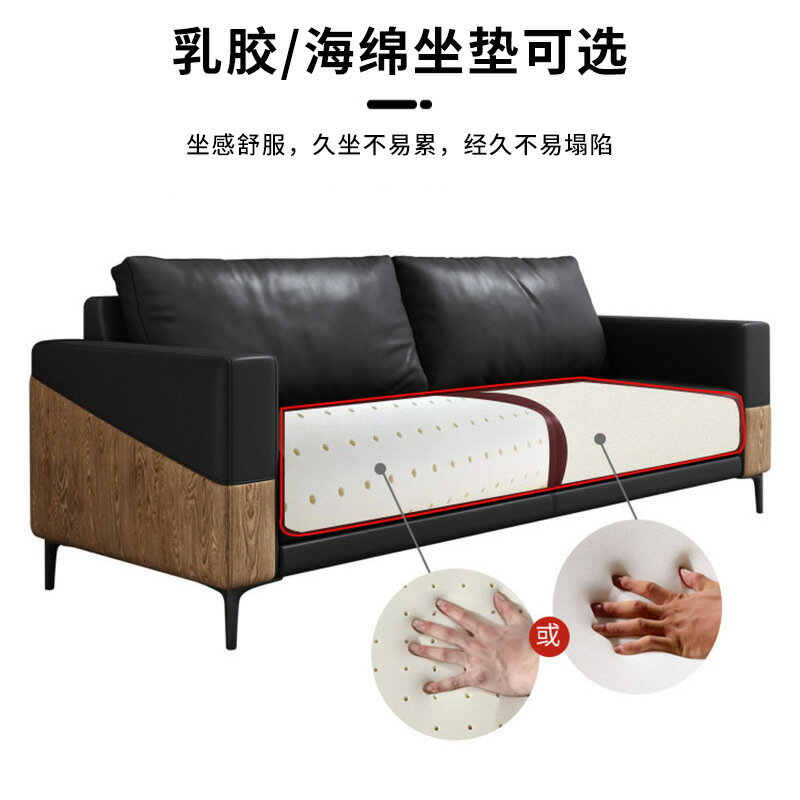 免運 快速出貨簡約辦公沙發商務接待室會客室皮質三人位沙發組合辦公室沙發 3