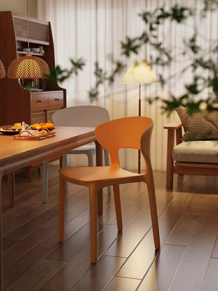 家用加厚餐桌椅子塑料簡約現代餐椅/牛角椅凳子靠背餐廳休閑椅