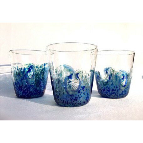 日本製 藍柵海浪玻璃杯