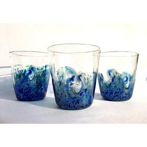 日本製 藍柵海浪玻璃杯