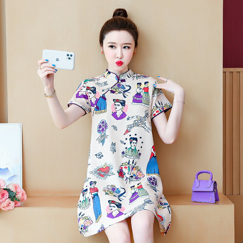 新款改良版旗袍性感甜美中國風少女時尚大碼連衣裙年輕款夏裝