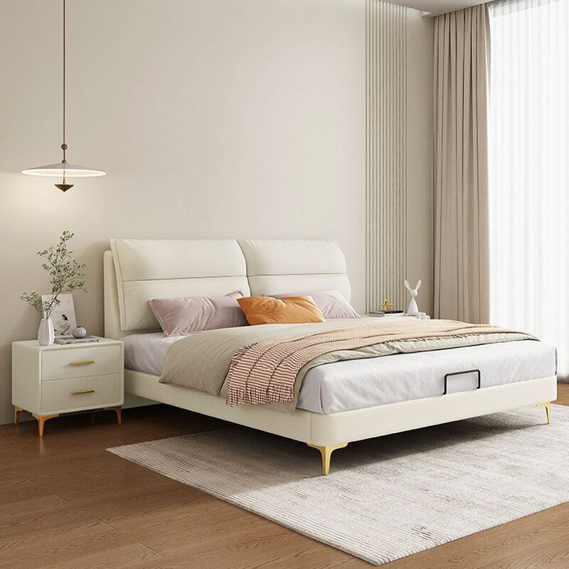 楓林宜居 奶油風軟包床輕奢簡約布藝床ins網紅主臥雙人床1.5M1.8米儲物婚床