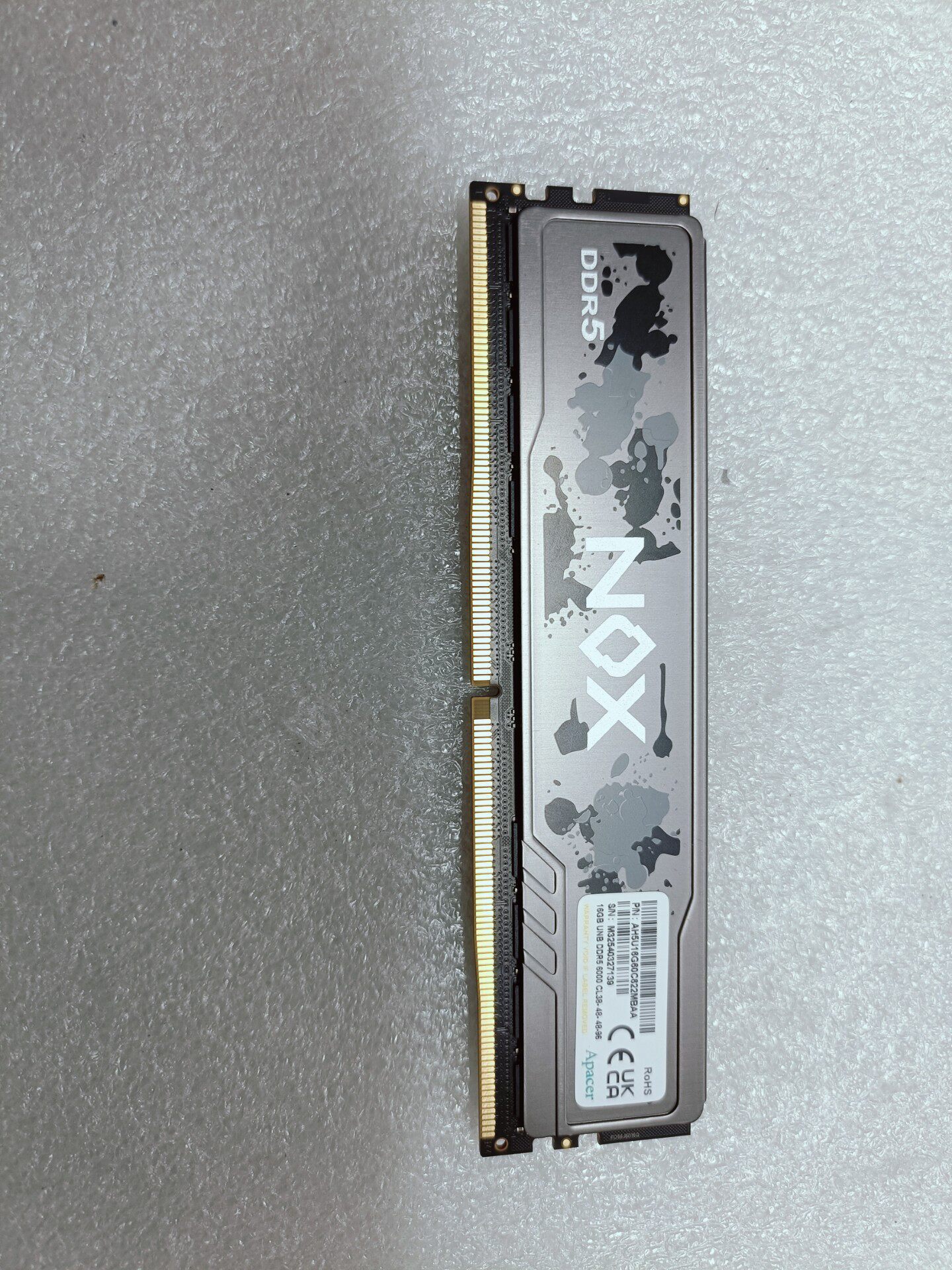 宇瞻Apacer NOX DDR5 6000 16G 電腦記憶體 高效能電競RAM 拆機良品 無修無暗病 桌上型主機專用