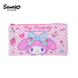 【日本正版】美樂蒂 帆布 扁筆袋 M號 鉛筆盒 筆袋 收納包 My Melody 三麗鷗 Sanrio - 465780