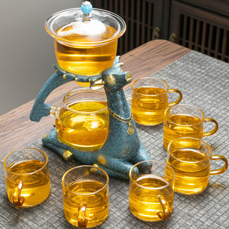 半全自動茶具套裝家用會客耐熱懶人泡茶壺玻璃功夫茶杯沖茶器