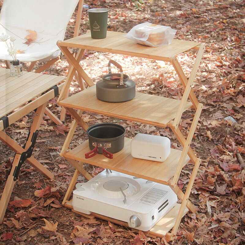【免運】可開發票 戶外野營可折疊桌露營野餐燒烤收納架出游便攜多層置物架