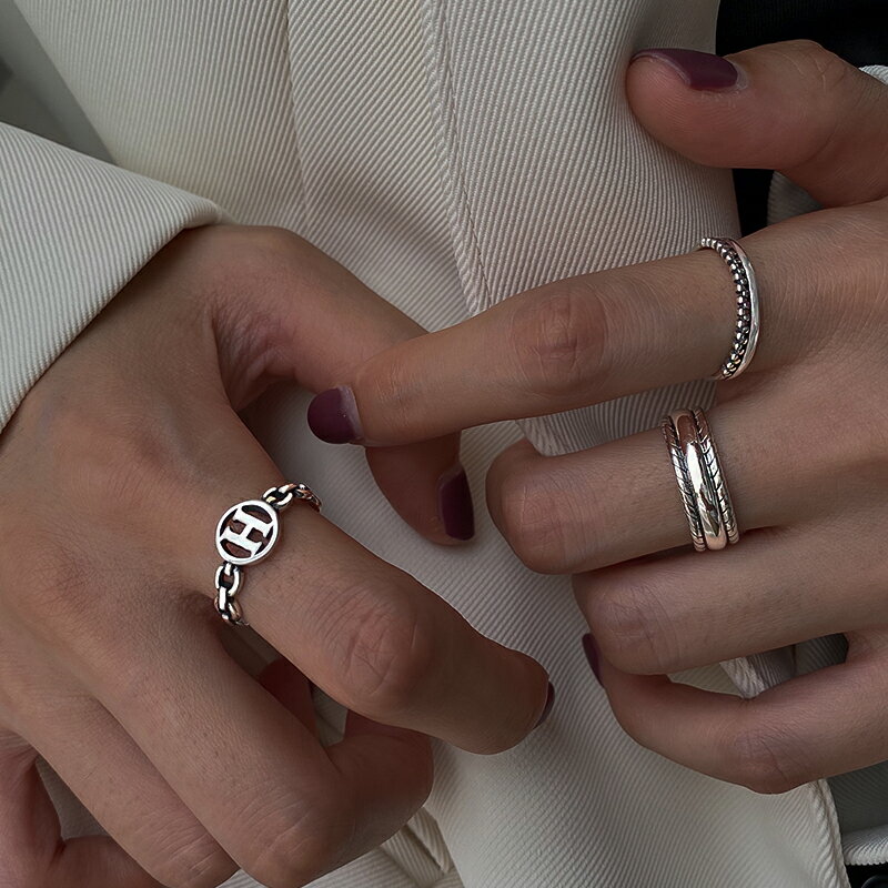 925純銀戒指女ins潮小眾設計感時尚復古冷淡風泰銀輕奢個性食指男 2