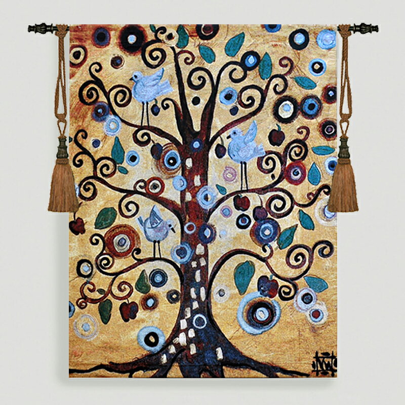 鳳凰藝術掛毯 歐式提花壁毯 北歐ins現代風墻面掛布 抽象生命之樹