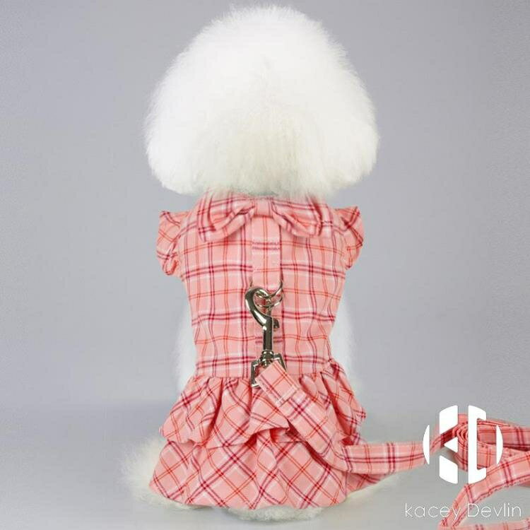 寵物貓咪狗狗衣服夏季薄款小型博美比熊泰迪公主背心裙子帶牽引繩【聚物優品】