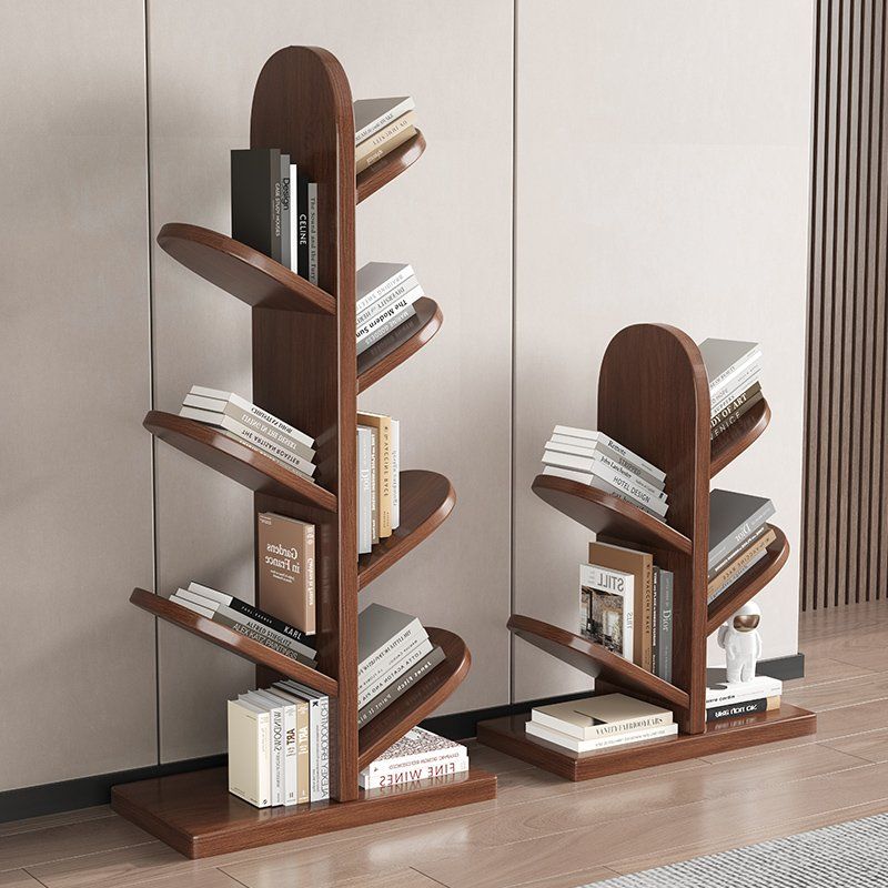 全實木書架落地置物架家用客廳簡易兒童書本架樹形書桌面收納架子