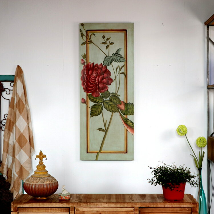 法式田園風手繪玫瑰壁飾 美式鄉村復古花開富貴高檔墻飾 家居裝飾1入