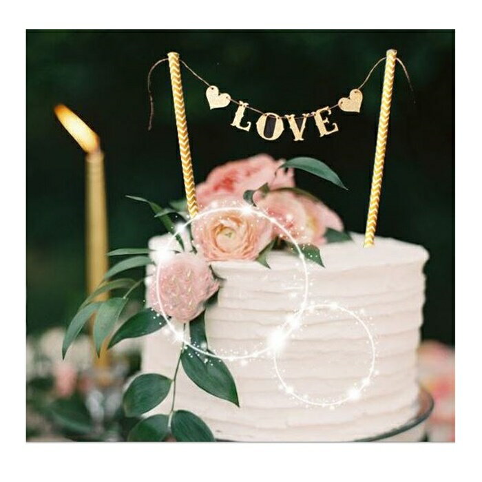[Hare.D]金色love蛋糕插旗 生日蛋糕 裝飾插件 生日派對 插旗宮廷風 網美 蛋糕裝飾 DIY