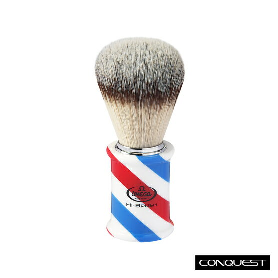 【 CONQUEST 】OMEGA Barber Pole Fiber Shaving Brush 義大利 極細纖維鬍刷