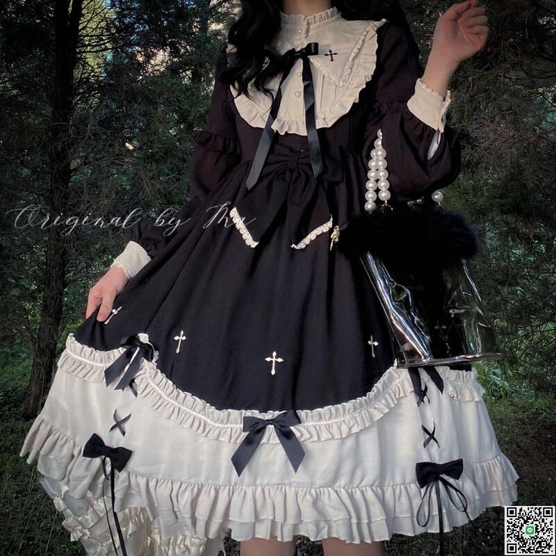 最低價❤️原創初心op洛麗塔連衣裙暗黑日常少女復古哥特風cla系lolita洋裝